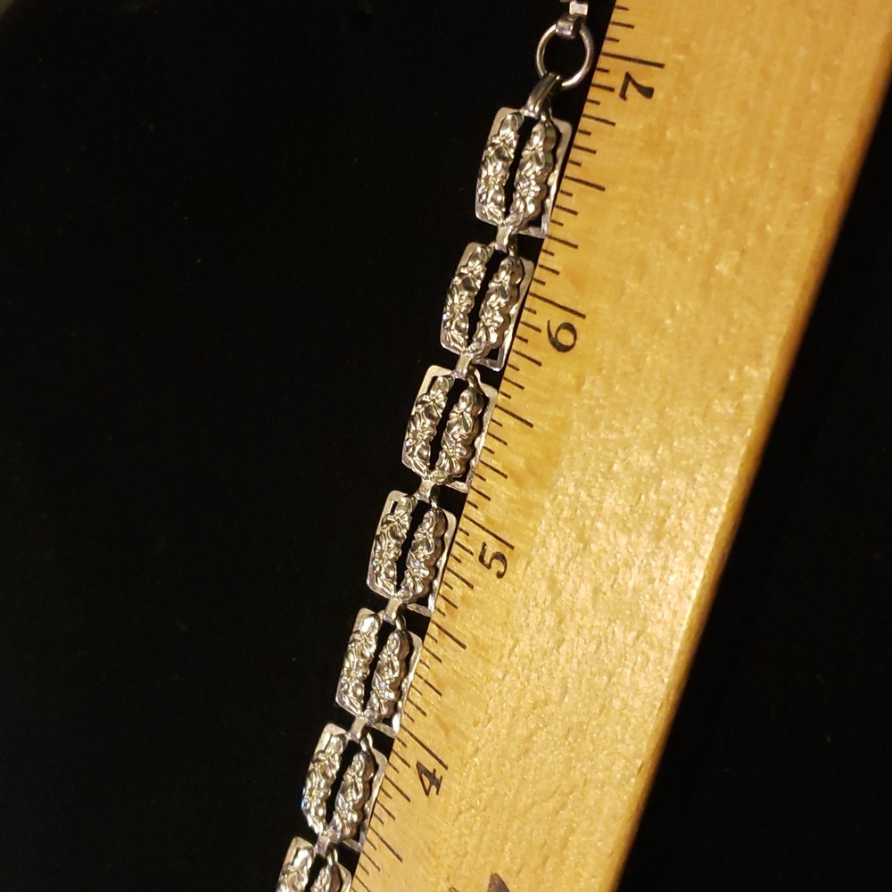 Sterling Silver Rectangle Plaque Bracelet - image 8